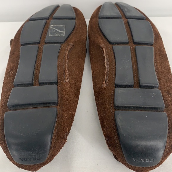 Prada Brown Suede Driving Loafers with Buckled Vamp Sz 40 or US Sz 9 - Picture 9 of 12